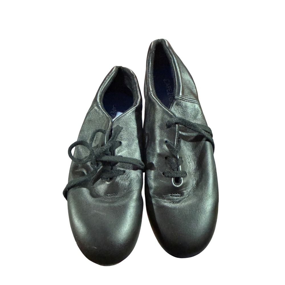 Capezio‎ TeleTone Tap Shoes Black Leather Lace Up Kids Size 7.5